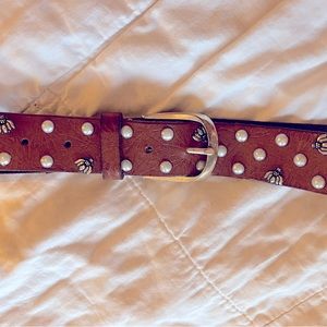 Brown Beaded Leather Belt by B.Belt handmade in Germany.
